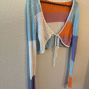 Colorful Knit Cropped Cardigan